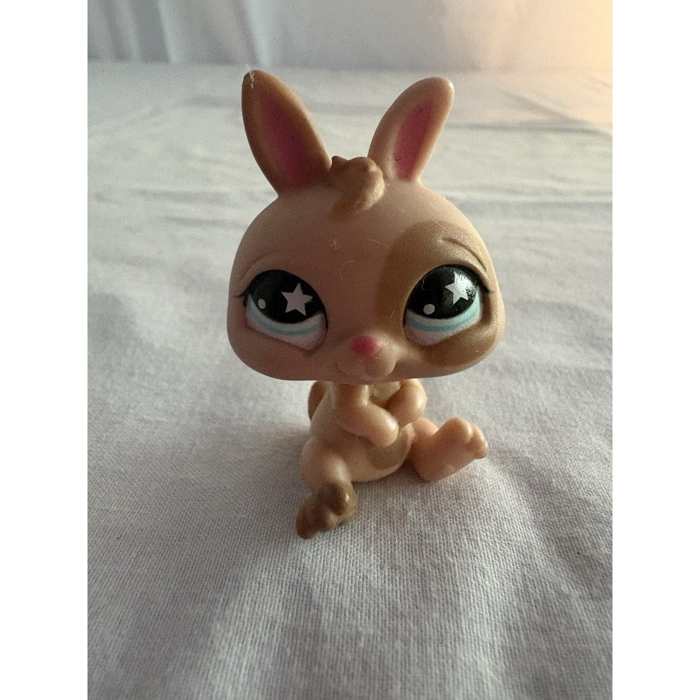 Hasbro Littlest Pet Shop LPS 827 Tan Aqua Star Eyes Easter Bunny Rabbit 2007